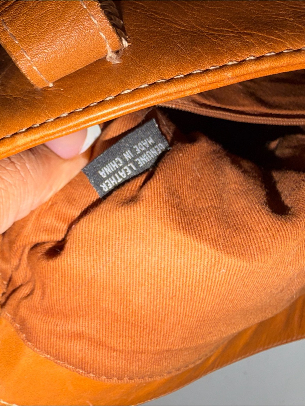 Women's Cognac Leather Tote Bag - Picture 5 of 6